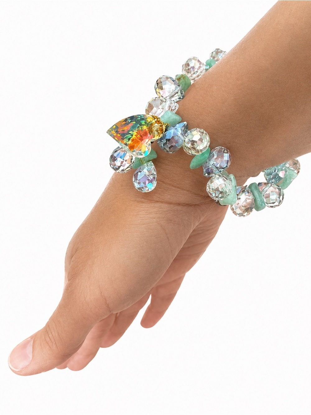 Crystal Glass AB Two Bracelet Stack - Picture 4 of 8
